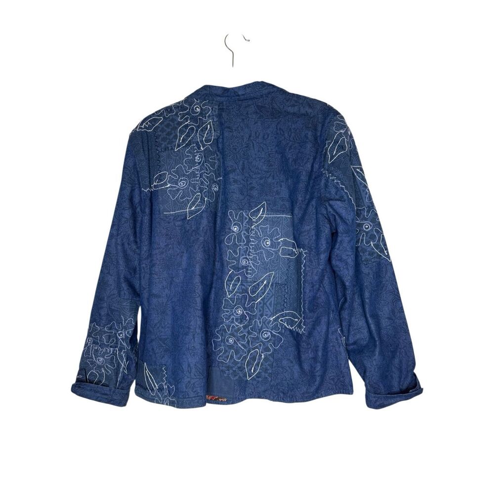 Vintage Coldwater Creek Jacket Blue Denim Embroidered Patchwork Size XL Prairie - Picture 7 of 16